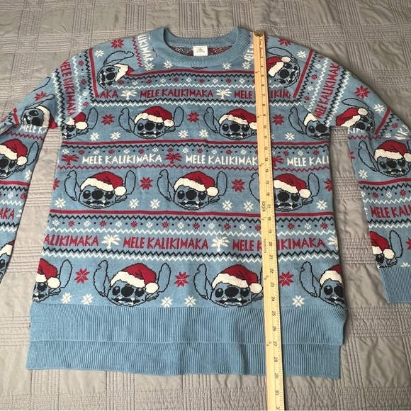 Disney Stitch Melé Kalikimaka Blue Christmas Sweater Holiday Size Large - Picture 8 of 11
